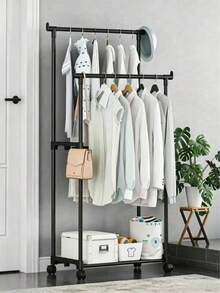 Freestanding Clothes Rack For Home, For Bedroom, Portable Clothes Rack, Simple Clothes Hanger For Dorm, Floor Standing Clothes Rack For Balcony - 69*37*138CM - View 1