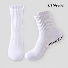 1/3/6 Pairs Non-Slip Football Socks With Grip Dots, Shock-Absorbing, Wear-Resistant, Thickened, Breathable Sports Football Socks - Multicolor - View 1