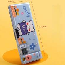 Hasbro 1pc New Year Large Capacity Stationery Storage Box, Student Pencil Case, 3D Cartoon Fun Double Layer Multi-Function Pencil Holder, Cute Student Pencil Storage Box - Multicolor - View 3