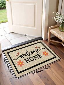 1pc Welcome Heart Flower Pattern Door Mat, Simple Style Non-Slip Mat, Machine Washable Polyester Fiber Door Mat, Suitable For Kitchen, Living Room, Bedroom, Entrance, Home Decor, Room Decor, All Seasons - White - View 13