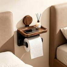 1 pieza Soporte de papel higiénico montado en la pared con ventosa sin taladro y estante de almacenamiento extra, organizador de baño multiusos para papel higiénico y secador de pelo, estante de almacenamiento para el baño del hogar, regalo para Eid/Inauguración de la casa/Aniversario - Multicolor - Ver 7