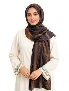1 pièce Foulard hijab imprimé marbre fluide abstrait pour femmes, foulard léger et doux avec sensation de rayonne, bords doublement cousus, châle enveloppant - 20# - Voir 2