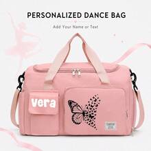 Personalized Travel Organizer Bag, Black Butterfly Print, Large Capacity Independent Shoe Compartment Handheld Crossbody Multifunctional Bag, Dance Class Tote Bag, Suitable For Swimming Class, Fitness, Training, Back To School Season Gift - Multicolor - View 8