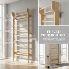 [Free Shipping] Gymnastics Wood Stall Bar, Multi-Use Swedish Ladder- Wall Mounted Pull Up Bar-Physical Therapy For Stretching And Various Exercises,Indoor Home Gym Workout Yoga-XY869461 - Multicolor - View 2