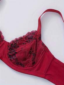 3pcs/Set Women's Sexy Floral Lace Underwire Bra, Comfortable Colorblock Floral Lingerie - Multicolor - View 8