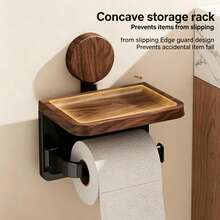 1 pieza Soporte de papel higiénico montado en la pared con ventosa sin taladro y estante de almacenamiento extra, organizador de baño multiusos para papel higiénico y secador de pelo, estante de almacenamiento para el baño del hogar, regalo para Eid/Inauguración de la casa/Aniversario - Multicolor - Ver 9