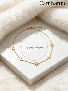 2pcs/Set Multi-Style Long Layered Chain Necklaces, 18K Gold Plated Stainless Steel, Clover, Twisted Knot, Round Snake Chain, Stackable Choker - Gold 1 - View 5