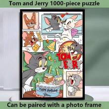 Warner Bros 1000片正版「Tom And Jerry」卡通拼圖，可愛圖案（可搭配相框），適用於DIY紓壓、居家裝飾教育遊戲禮物，適合成人與青少年 - 彩色 - 查看 4