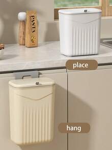 1pc 8L/12L Kitchen Compost Bin, Suitable For Countertop Or Under Sink, Hanging Small Trash Can With Lid, Suitable For Cabinet/Bathroom/Bedroom/Indoor Compost Bin, Kitchen, Bathroom, Home, Household Goods, Decor, Kitchen Decor, Living Room Decor - Multicolor - View 3