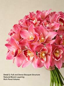 Set de 6 piezas Nuevos Diseños de Ramos de Flores de Orquídea Artificial de 6 Tallos, Decoración de Escritorio de Alta Gama para el Hogar/Oficina Flores Artificiales - multicolor - Ver 5