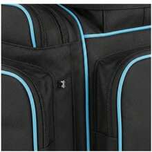 Triple Ball Rolling Tote 31.5" X 12.5" X 16.5" For Bowling Alley Tournament Practice Separate Shoe Compartment Retractable Handle Oversized Accessory Pocket Padded Divider Wheels Heavy Duty Polyester Construction-XY171085 - Multicolor - View 3
