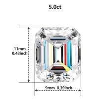 1pc 100% Pure Moissanite, White Color, D Color, Emerald Cut, VVS1 Clarity, Comes With GRA Certificate, For DIY - White - View 12