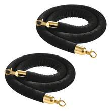 2 Pcs Black Velvet Stanchion Ropes, 5 Ft Crowd Control Stanchion Black Velvet Ropes With Gold Hooks, Post Queue Barrier Carpet Rope For Carpet Events Movie Theaters Grand Openings Hotels Party - 2 PCS - View 8