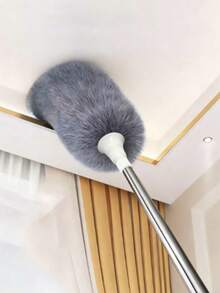1pc Ceiling Fan Duster With Extension Pole, Cleaning Brush, Home Ceiling Dust Cleaner, Removable & Washable Microfiber Ceiling And Fan Duster For Kitchen, Living Room, Bedroom, Hallway - Grey - View 8