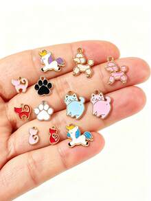 20pcs Multi-Color Cartoon Cat, Dog, Horse Oil Drip Pendant DIY Alloy Jewelry Accessories Necklace Bracelet Decorative Charms - 20pcs - View 1