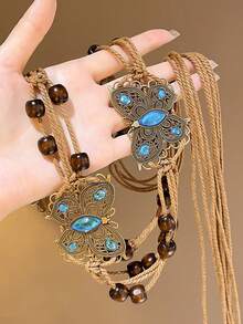 1pc Bohemian Butterfly Waist Chain Belt, Women's Design, Vacation Style, Summer Dress, Waist Rope Accessory - Multicolor - View 7