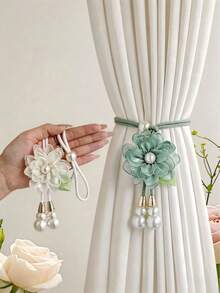 2/4pcs Realistic Rose Curtain Tiebacks, Vintage Romantic Curtain Ropes, Lifelike Flower Curtain Tiebacks, Elegant Design, No Drilling Required Decorative Curtain Hanging Ropes, Suitable For Bedroom, Living Room, Wedding, Anniversary Dinner Decoration, Garden Style - Multicolor - View 8
