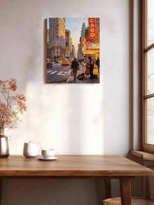 Chicago Street DIY Oil Painting By Numbers City Night Taxi Saxophone Musician Urban Landscape Canvas Crafts Adult Home Decoration 8x12/16x20inch Holiday Gifts Frameless - Frameless - View 3