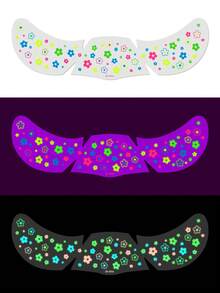 2 piezas Pegatinas de tatuaje de pecas con flores que brillan en la oscuridad y neón, pegatinas faciales florales que brillan en la oscuridad, tatuajes de pecas, tatuajes falsos para fiestas y uso diario - Multicolor - Ver 7