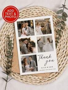 Custom Photo Card Wedding Thank You Card, 6-Grid Multi-Photo Collage Layout, Personalized Couple Names, Wedding Date And Text, Modern Minimalist Paper Card, Suitable For Bride's Gift Thank You Card - Multicolor - View 7
