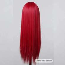 Peluca roja de cabello largo y liso para mujer, de fibra resistente al calor, adecuada para cosplay diario y fiestas de Halloween. - S613/ORANGE/35 - Ver 3