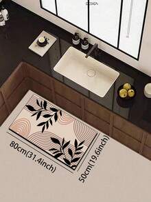 1pc Minimalist Curved Wind Branch & Leaf Diatom Mud Mat, 3.5mm Trimmable, Rubber Bottom Non-Slip Sponge Cushion Anti-Fatigue, Kitchen Bathroom Entrance Universal Dirt-Resistant Absorbent Foot Mat - View 6