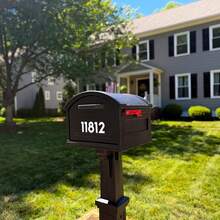 Extra Large Black Plastic Mailbox And Post Kit Durable Weather Resistant Outdoor Mailbox System - A - View 2