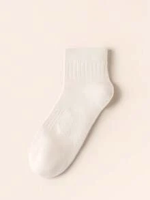 5 Pairs Men's Cotton Crew Socks, Vertical Rib Mesh Breathable Mid Calf Socks, Moisture Wicking Odor Resistant Solid Neutral Color Daily Casual Socks - Multicolor - View 3