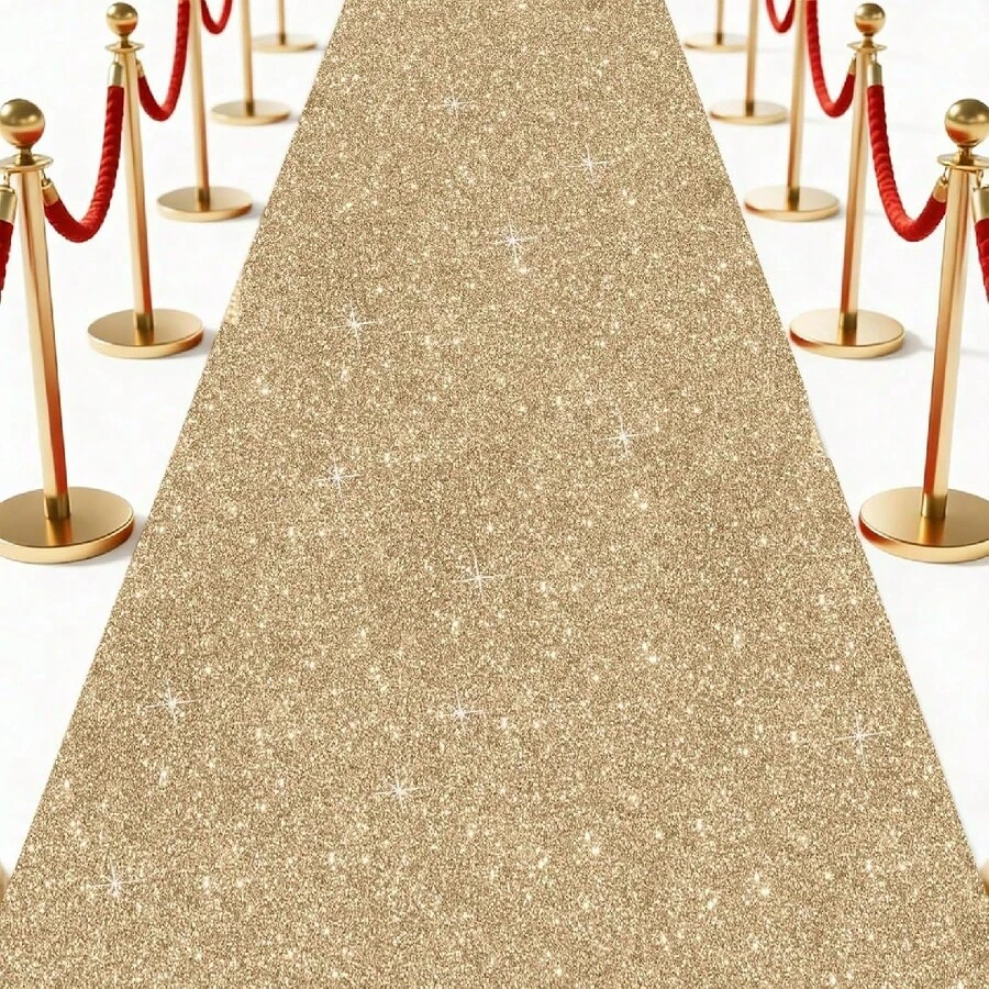 1pc Pink Sequin Aisle Runner Carpet, Wedding Birthday Ceremony Decoration Carpet, Cuttable, Event Mat, Movie Night Red Carpet Runway, Event Party Wedding Commercial Decoration Glitter Carpet, Store Opening Entrance Decoration, Indoor Outdoor Decoration, Wedding Party Supplies, Bridal Shower Gift, Birthday Party Decoration, Home Decor - Rose Gold - View 1