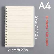1 pieza Cuaderno de estudiante de 80 páginas con diseño simple, disponible en tamaños A5/B5/A4 y con líneas horizontales, cuaderno portátil moderno con encuadernación de alambre, útiles escolares para la vuelta a la escuela - transparente - Ver 9