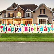 1pc Colorful Happy Birthday Yard Banner Sign, Indoor/Outdoor Universal Birthday Party Decoration Long Banner, Suitable For Birthday Parties And Other Birthday Occasions - Multicolor - View 6
