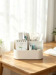 8pcs/1pc Divided Plastic Desktop Storage Box, Solid Color Minimalist Compartment Organizer, Suitable For All Seasons, Ideal For Women And Teenagers, Can Be Used In Bedroom Vanity, Dorm, Office Desk, To Store Cosmetics, Stationery, Small Items And Soft Rubber Toy Collectibles - Multiple Styles - View 9