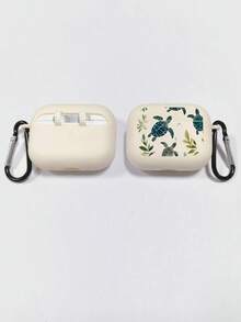 1pc Turtle Green Leaf Print Off-White Bluetooth Earphone Protective Case With Earphone Case Hook, Covers, Ocean Tropical Style Minimalist Earphone Accessory, Suitable For Daily Use And Gift-Giving In All Seasons, Birthday, Summer Holiday, Christmas Gift Choice, Compatible With Wireless Earbuds Case, Headphones, Compatible With Wireless Earbuds Pro (2nd Generation), Compatible With Wireless Earbuds 3, Compatible With Wireless Earbuds Pro, Compatible With Wireless Earbuds 1/2, Compatible With Wireless Earbuds 4 - Multicolor - View 15