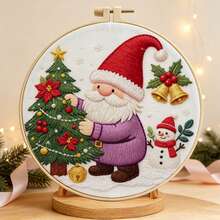 5 Christmas Theme Embroidery DIY Material Kit With Embroidery Hoop, Zero-Based Beginner Handmade Wall Hanging Decor, Stress Relief Craft, Creative Gift For Best Friend And Friends On Christmas - Multicolor - View 6