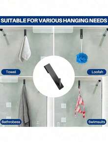 1pc Stainless Steel S-Shaped Shower Towel Bar, Suitable For Glass Doors, Bathroom Bathrobe Hook, Wall-Mounted Coat Rack, Coat Rack, Hanger, Hook, Hanger, Room Decoration, Over-The-Door Coat Rack, Wall-Mounted Hanger, Closet Storage - View 3