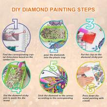 6件/組 DIY 鑽石繪畫鑰匙圈－蝴蝶圖案，DIY 裝飾品，鑽石套件手工藝用品，手工馬賽克繪畫鑰匙圈 DIY 套裝，適合初學者，創意手工藝禮品套裝 - 套裝 - 查看 6