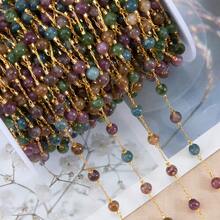1m Colorful Stone Chain Stainless Steel Round Bead Chain, Suitable For Necklace, Bracelet And DIY Jewelry Making Accessories - DIY Chain - View 7