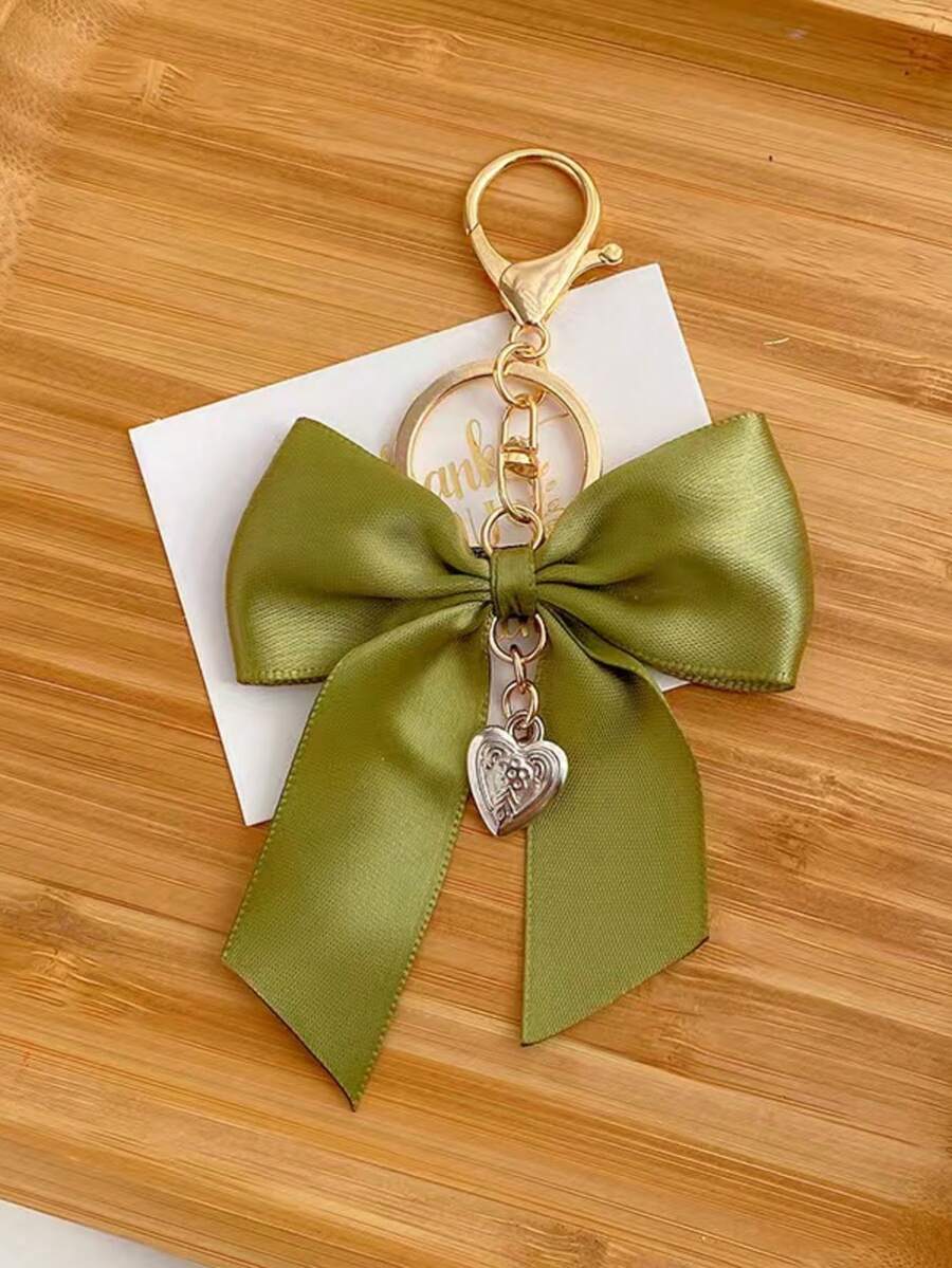 Fashionable Woven Ribbon Bow Keychain Classic Car Key Lanyard Wrist Strap Personalized Gift For Her Wedding Bridesmaid Bag Charm - Multicolor - View 1