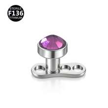 1 Set F136 Titanium Alloy 5A Flat Bottom Czech Cubic Zirconia Skin Piercing Stud Clavicle Implant Piercing Jewelry 3-5mm - Nail Embedment (1 Set) - View 26