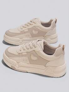 Flipark Women's Outdoor Sports Shoes, White Breathable Casual Platform Sneakers, Spring Autumn New Style - Khaki - View 1