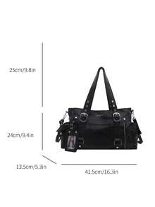 New Fashion Handbag/Shoulder Bag, Suitable For Parties, Gatherings, Outings, Vacations, Shopping And Daily Use, Can Store Coins, Phones, Also Suitable As Work Bag For White-Collar Workers, College Students And Office Workers, Elegant Women's Bag - Black - View 7