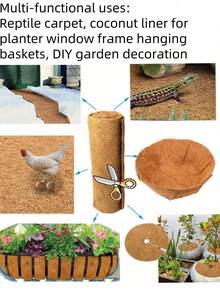 天然椰纖維爬行動物地毯，適用於裝飾蜥蜴、蛇和烏龜棲息地，亦可用於：寵物墊、雞舍、花盆椰土內襯、窗框和吊籃、椰殼捲與椰纖維墊、DIY花園裝飾苔蘚柱 - 彩色 - View 13