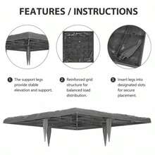 Garden Stepping Stones, 16 Pieces, 395x395 Mm, Decorative Paving Slab With Stakes, Plastic Paving Stones, Stone Slab Made Of PC+ABS Resin, Stone Look For Lawns, Patios, Grey-XY656165 - Multicolor - View 5