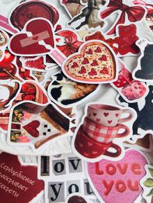 60Pcs Heartbeat Retro Stickers Fashion Personalized Creative DIY Fine Decorative Stickers Scrapbook Laptop Luggage Guitar Water Cup Phone Case Popular Decals - Mix - View 6
