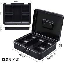 （ダイヤル錠）鍵付き大型キャッシュボックス – 頑丈で​​耐久性のある金属製キャッシュボックス（現金トレイ付き）、持ち運び可能な金属製キャッシュボックス、家庭用金庫、手持ち式金庫。 - パスワード付きキャッシュボックス20個 - チェックする 11