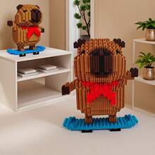 850pcs Capybara Skateboard Mini Building Blocks Set, Cute Creative Team Puzzle Game, DIY Handmade Small Particle Stacking Stress Relief Adult Toy, Birthday Party Decoration, Room Decor Craft, Valentine's Day, Christmas, Halloween Gift - Multicolor - View 10
