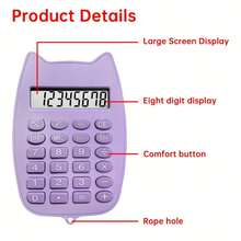 1pc/5pcs Lightweight Pocket Cat-Shaped Calculator, Mini Body Fits In Pencil Case Or Bag For Easy Carrying, Basic Calculation + Memory Function For Daily Accounting, Bottom Hanging Hole Compatible With Lanyard To Prevent Loss, Portable Simple Calculator For Commuting, Library Study, And Business Trips - A - View 8