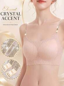 2pcs/Set Shiny Bra Straps, Adjustable Crystal Straps, Anti-Slip Invisible Design, Suitable For Strapless Dresses, Daily Wear, Birthday Parties, Holiday Accessories, Includes Crystal Bra Straps (Hand Washable) - Multicolor - View 2