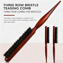 1件 3排刷毛尾梳,高頂蓬鬆梳,配有人造刷毛與合成刷毛,適用於頭皮按摩與髮型設計,適合一般髮型造型,一款非常多功能的3排刷毛尾梳,適用於各種髮質或髮型,適合美容、髮型設計、攝影工作室等,適用於所有髮質,長柄盤髮與捲髮梳,聖誕節、感恩節、假日、居家使用 - 彩色 - 查看 9