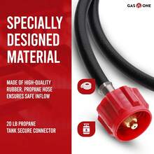 Gas One 4 Ft Propane Hose 1lb To 20lb Adapter Hose - 16.4 Oz To 20 Lb Propane Tank QCC1/ Type 1 - Allows 5+Lb Propane Tanks, Black - ColorA - View 2